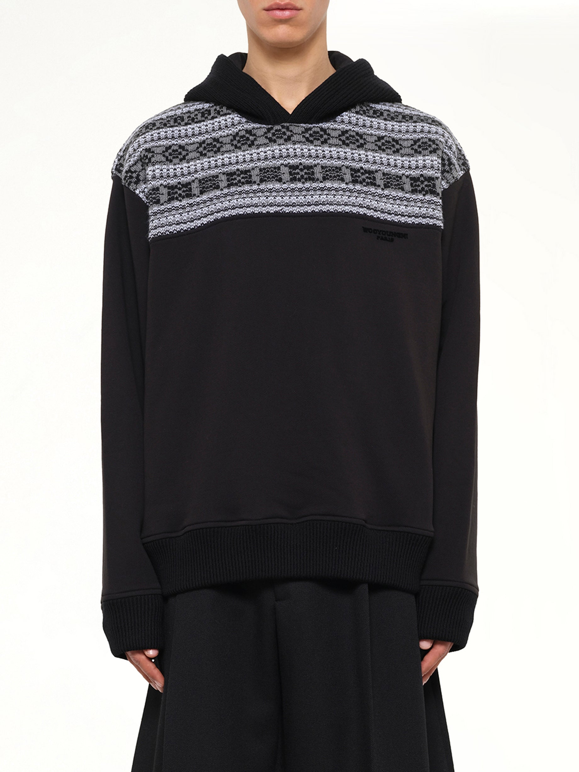 Chain Stitch Hoodie in Black