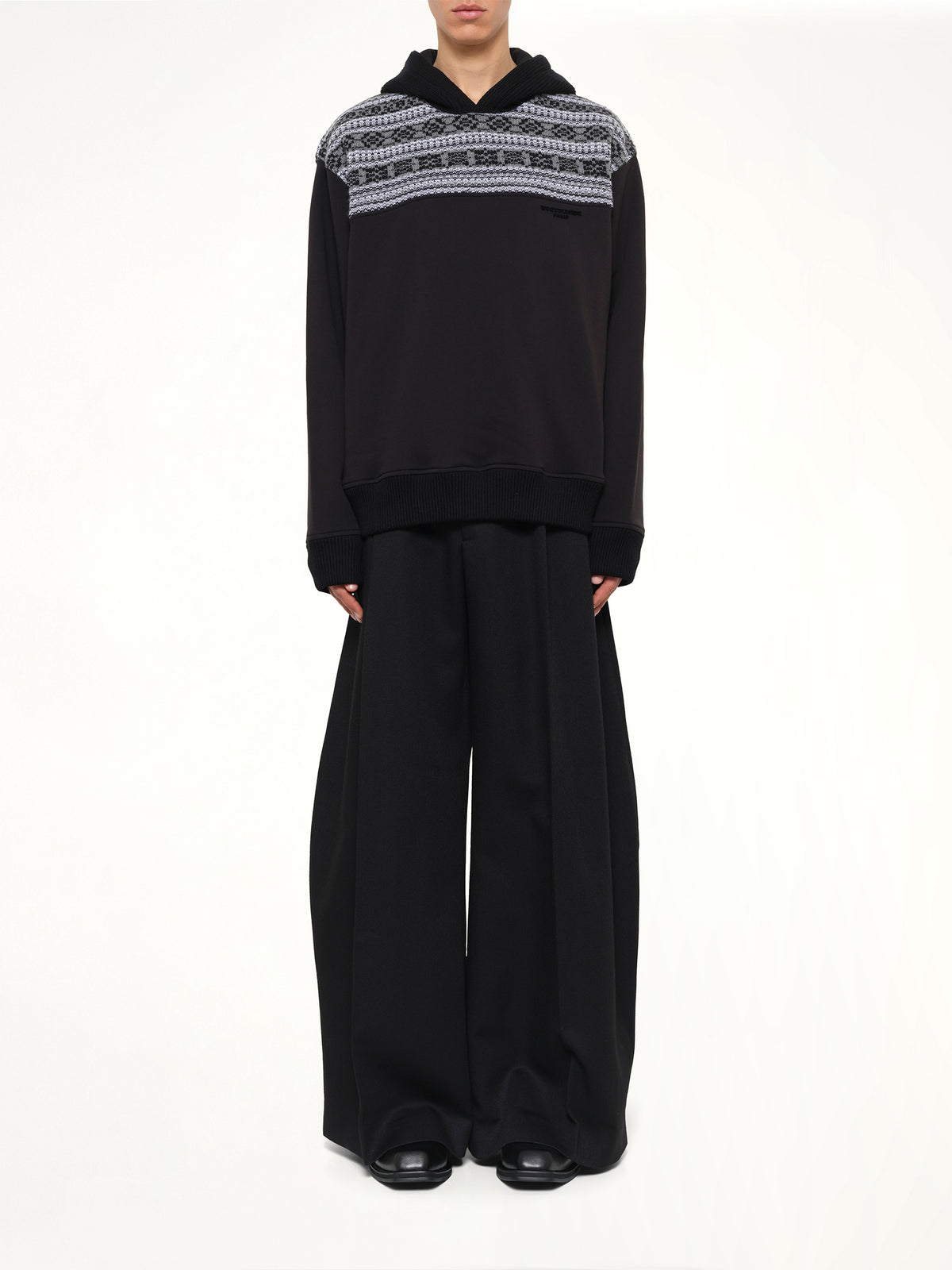 Chain Stitch Hoodie in Black
