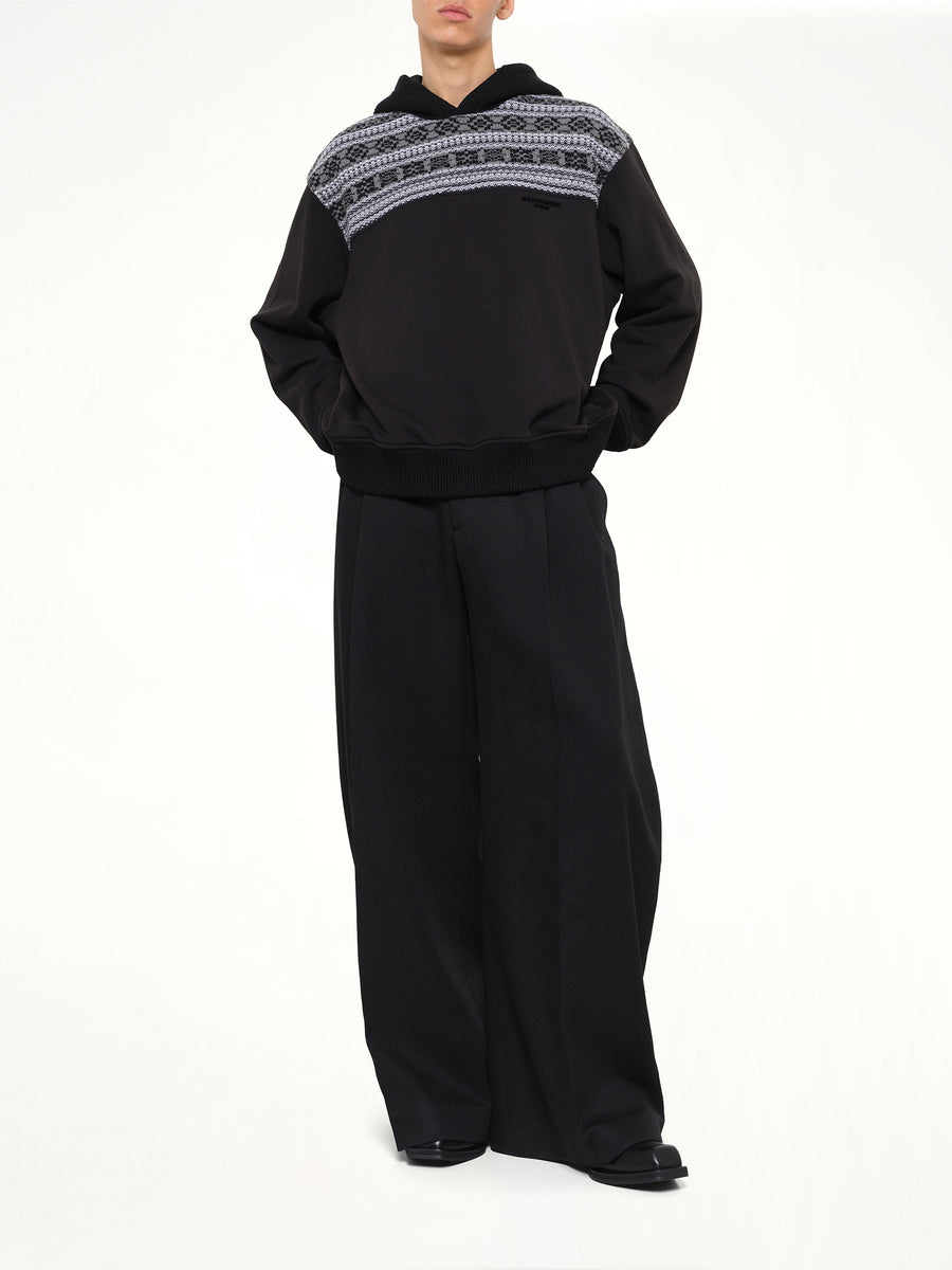 Chain Stitch Hoodie in Black
