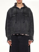 Denim 2-in-1 Hoodie Jacket in Black