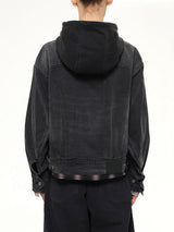 Denim 2-in-1 Hoodie Jacket in Black