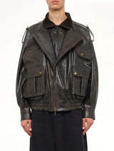 Distressed Biker Jacket in Brown