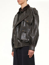 Distressed Biker Jacket in Brown