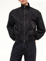 Echo Nylon Bomber Jacket in Black