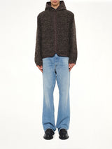 Fur Zipped Hoodie in Mud