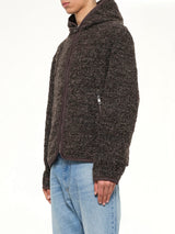 Fur Zipped Hoodie in Mud