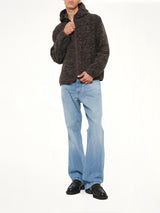 Fur Zipped Hoodie in Mud