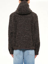Fur Zipped Hoodie in Mud