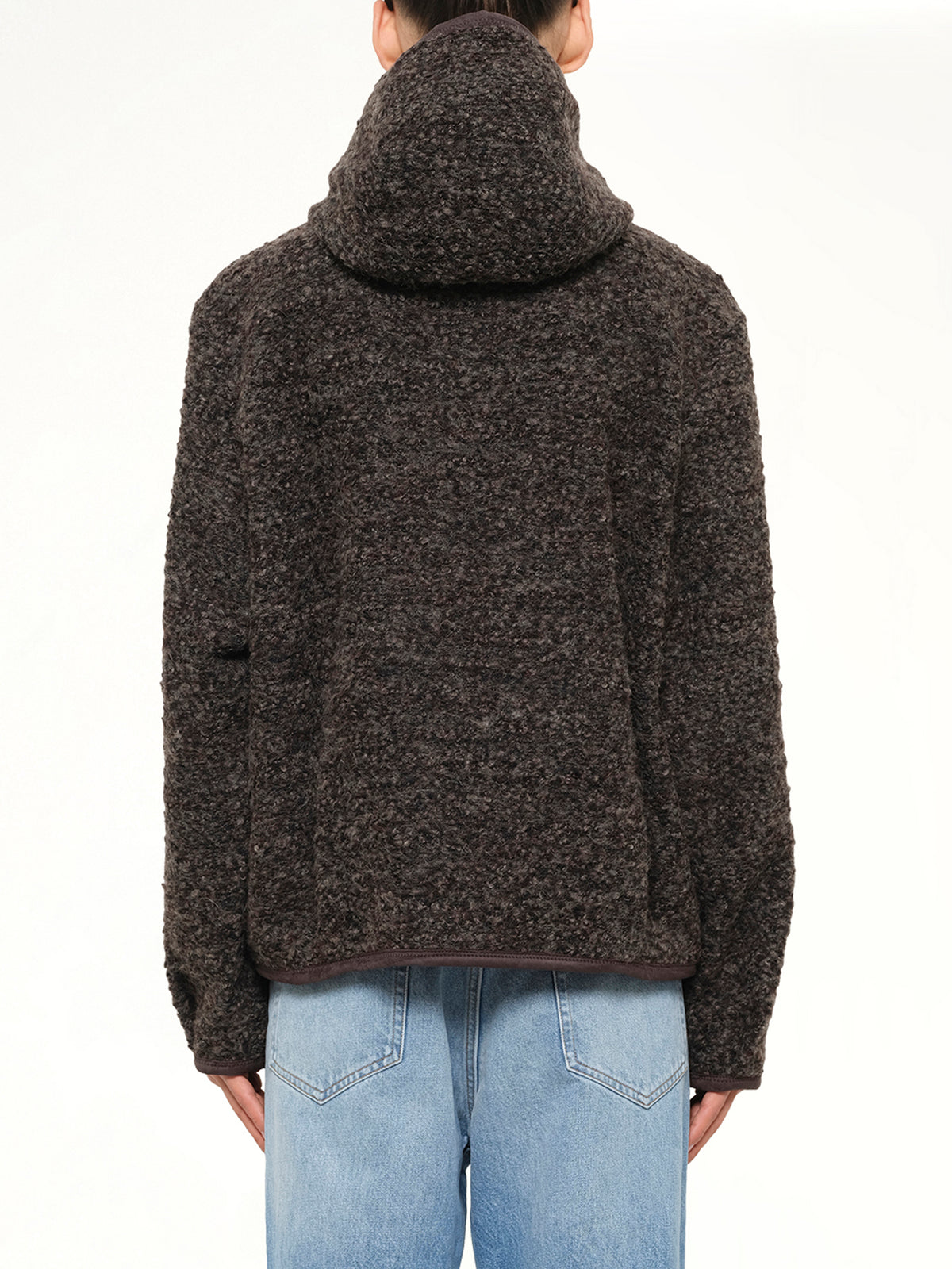 Fur Zipped Hoodie in Mud