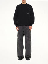 Heart Embroidery Sweatshirt in Black