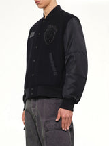 Heart Embroidery Varsity Jacket in Black