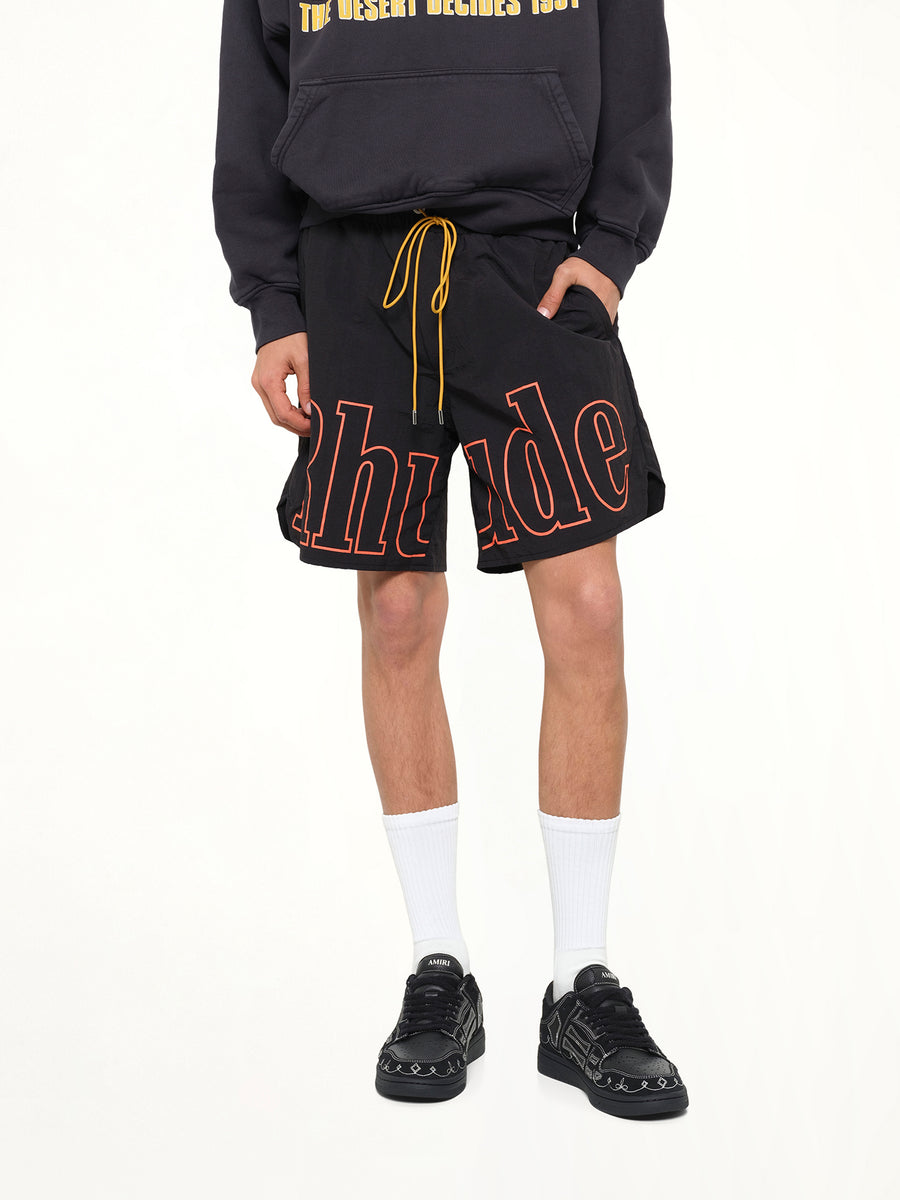 Logo Track Short in Black/Orange