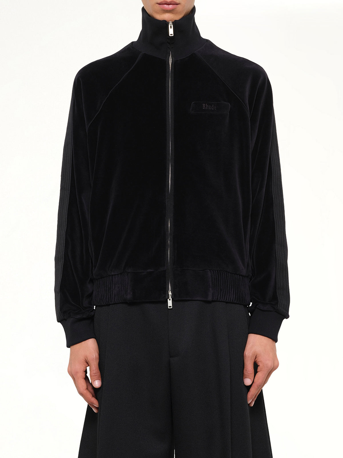 Madera Velour Track Jacket in Black
