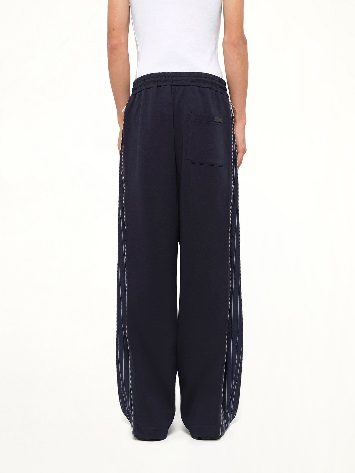 Patchwork Striped Pants in Navy Blue