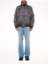 Reversible Faux Shearling Stand-Collar Jacket in Dark Grey