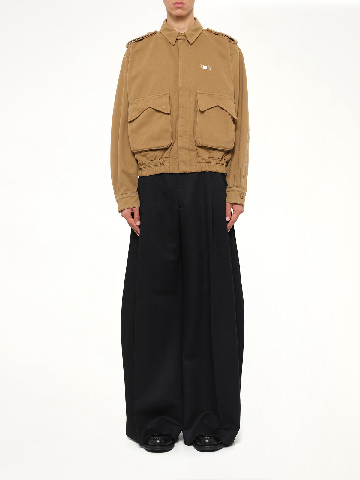Rhude Logo Cotton Pilot Jacket in Tan