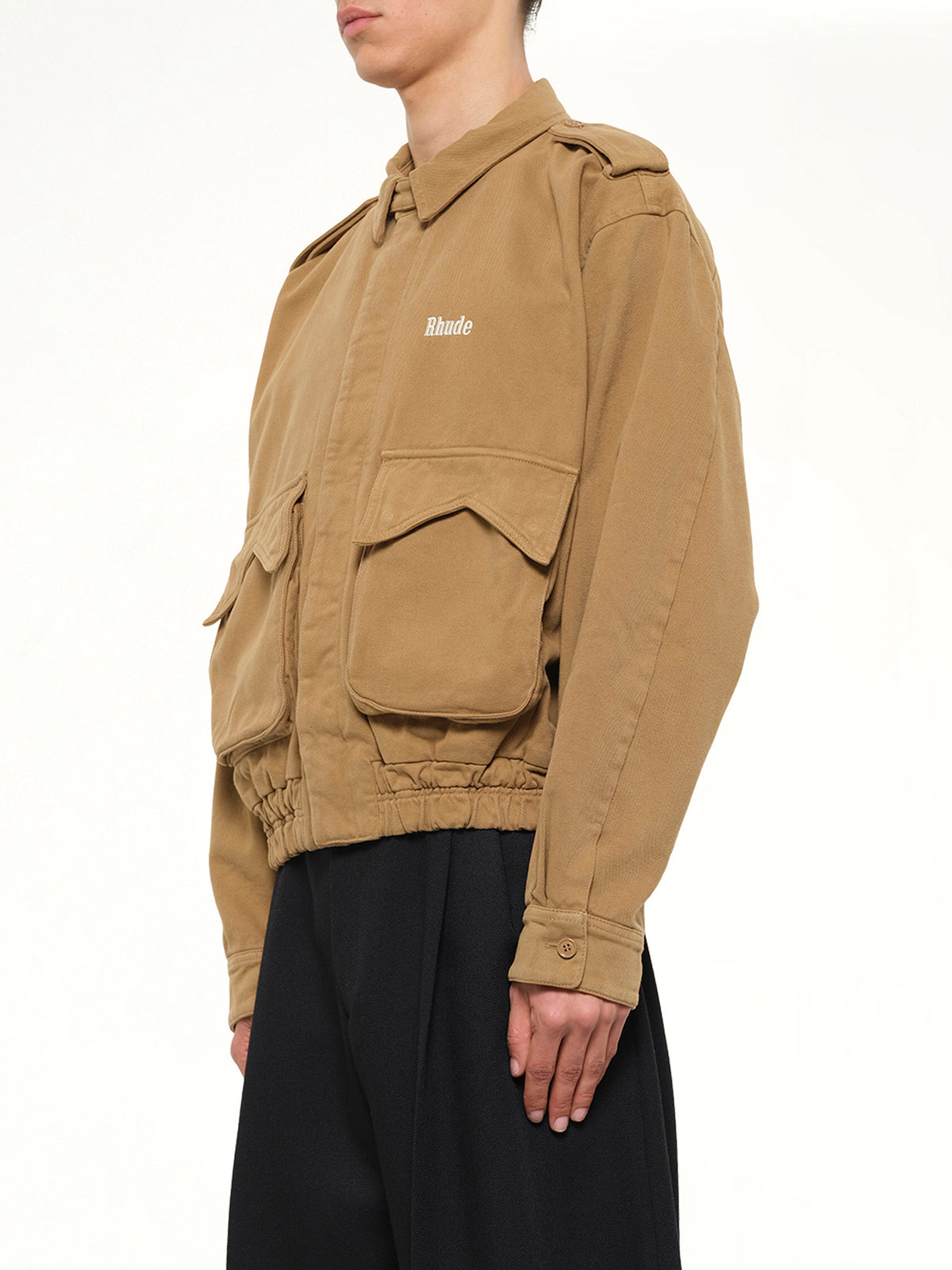 Rhude Logo Cotton Pilot Jacket in Tan