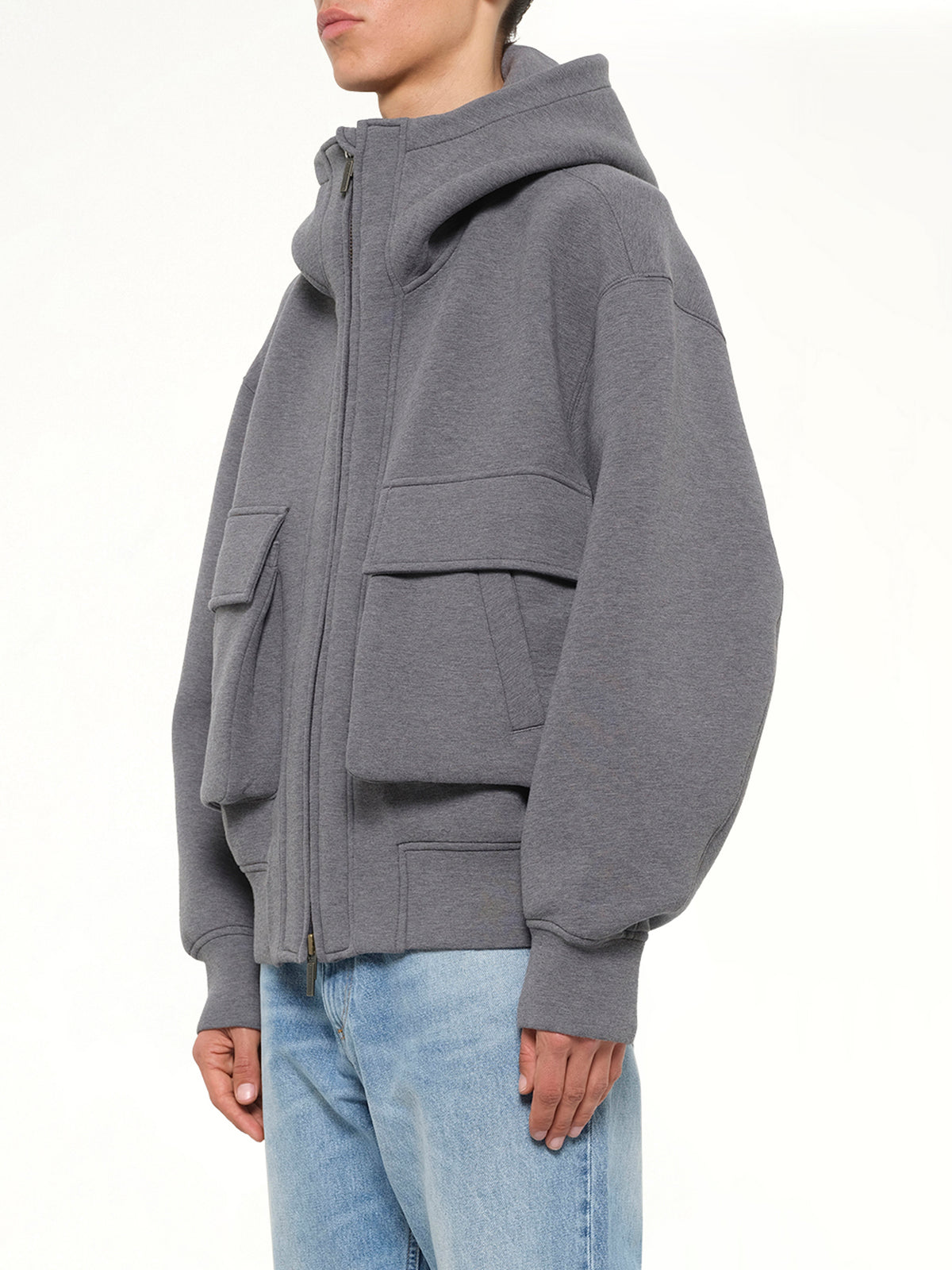 Spacer Zip-up Hoodie in Grey