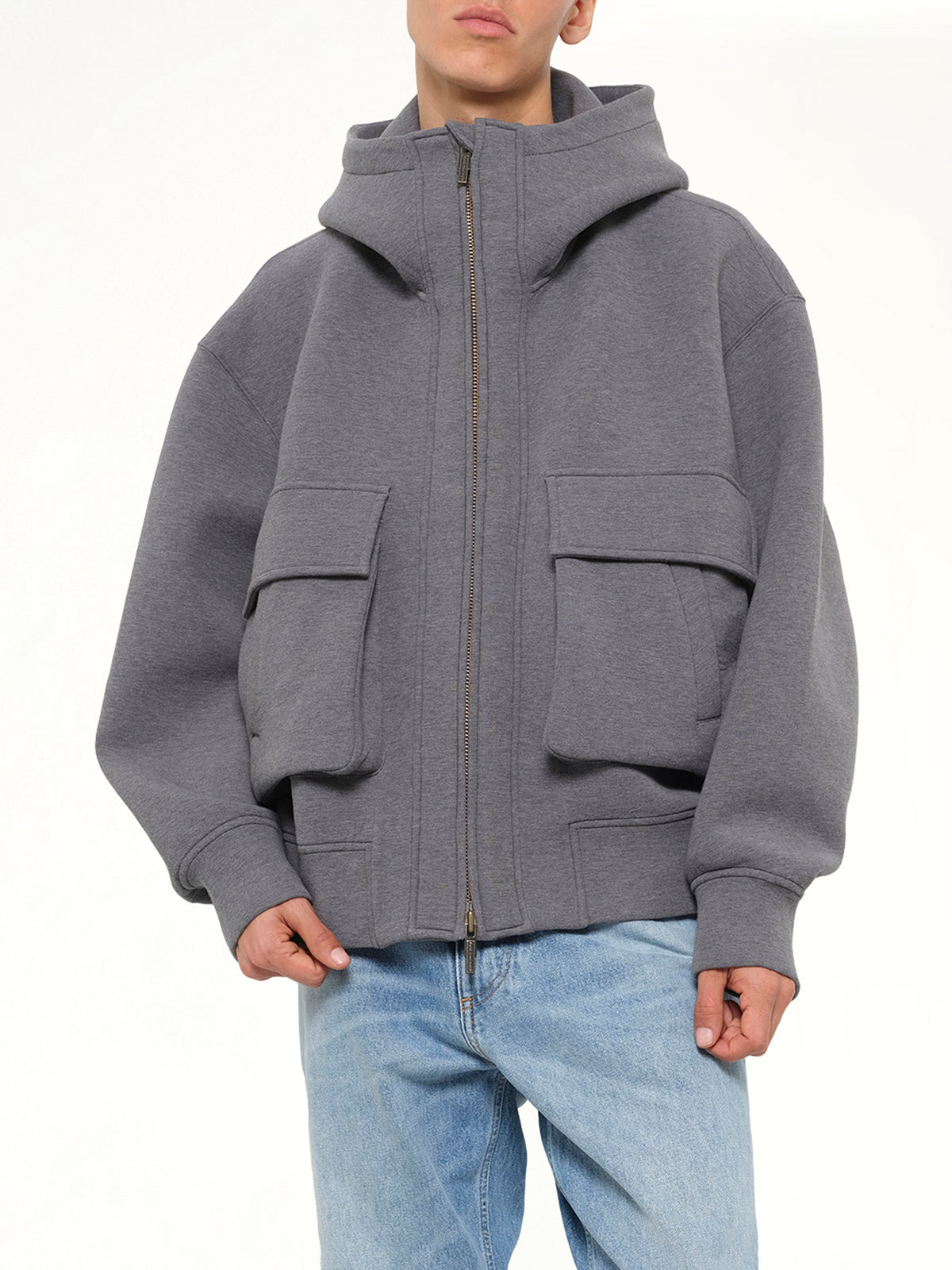 Spacer Zip-up Hoodie in Grey