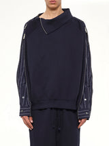 Striped Patchwork Sweatshirt in Navy Blue
