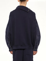 Striped Patchwork Sweatshirt in Navy Blue