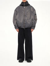 Two-in-One Nylon Padded Jacket in Grey