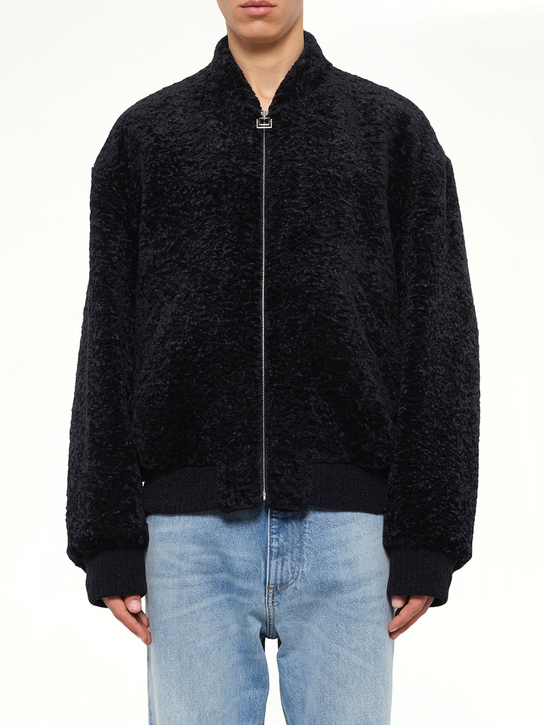 Velvet Bomber Jacket in Navy