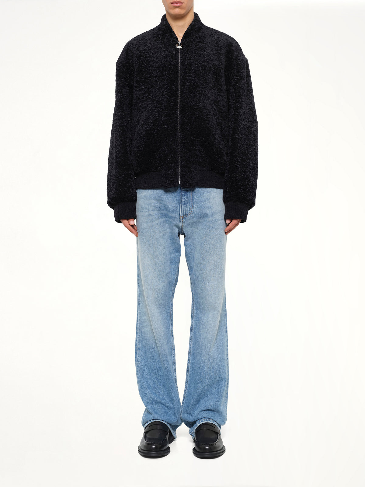 Velvet Bomber Jacket in Navy