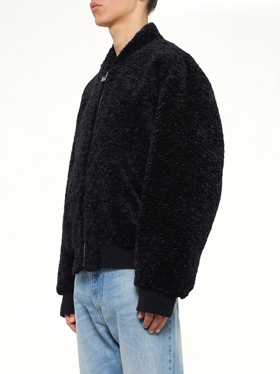 Velvet Bomber Jacket in Navy