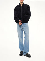 Velvet Bomber Jacket in Navy