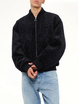 Velvet Bomber Jacket in Navy