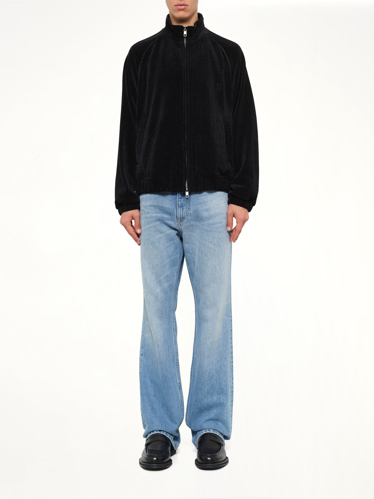 Velvet Track Top in Black