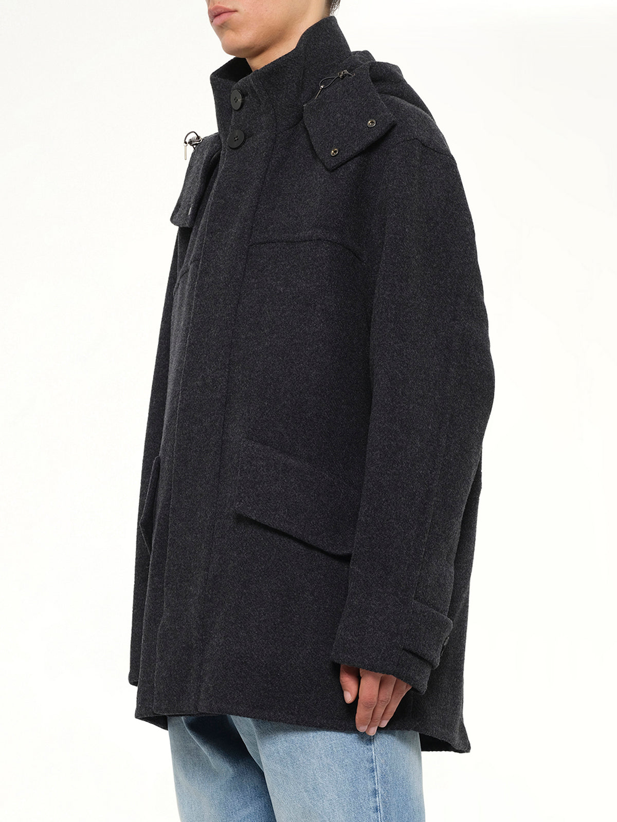 Wool Cashmere Parka in Grey