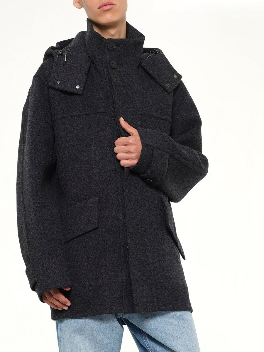 Wool Cashmere Parka in Grey