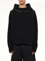 Wool Deconstructed Hoodie in Black
