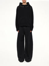 Wool Deconstructed Hoodie in Black