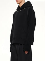 Wool Deconstructed Hoodie in Black