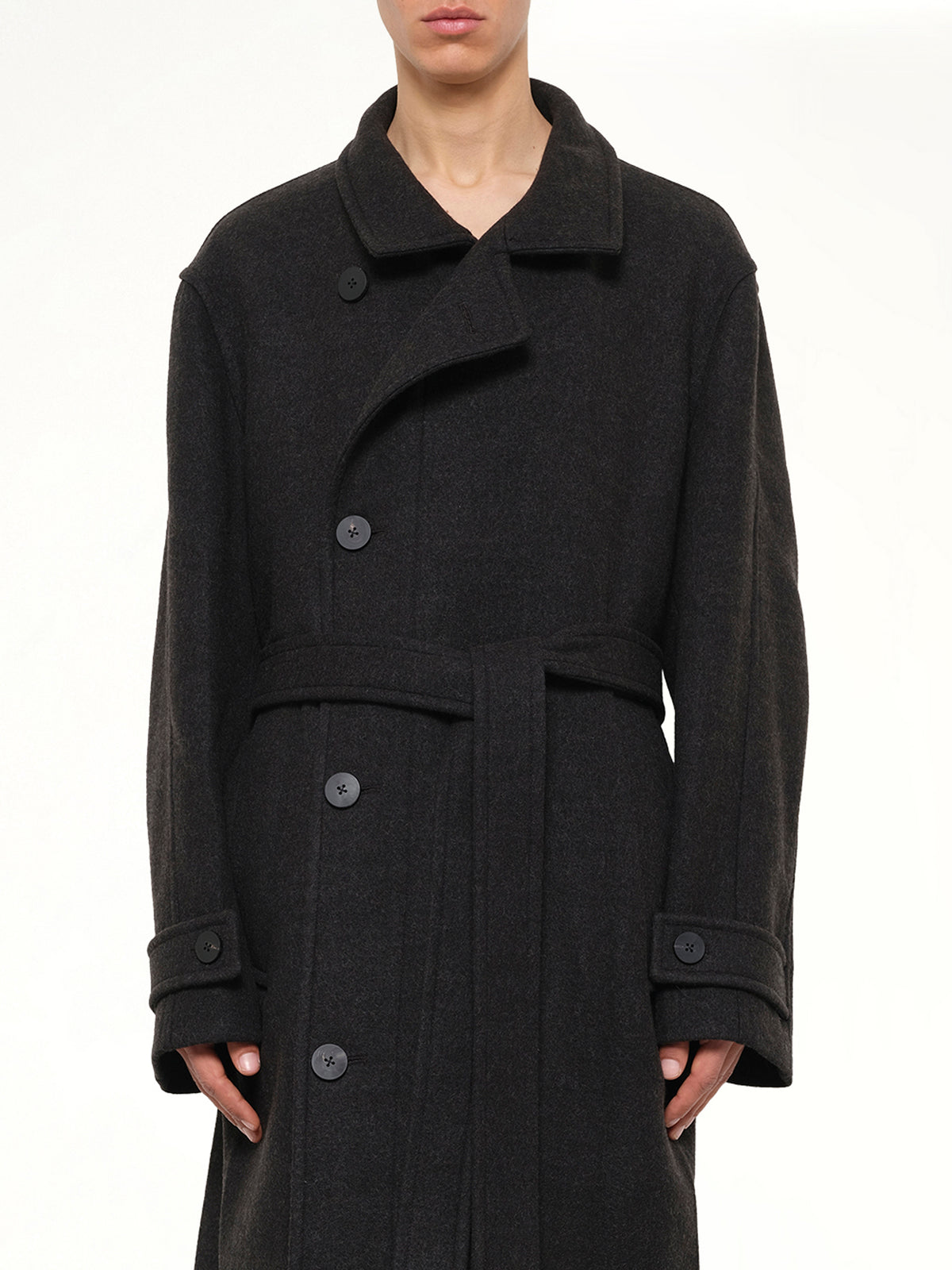 Wool Long Coat in Mud