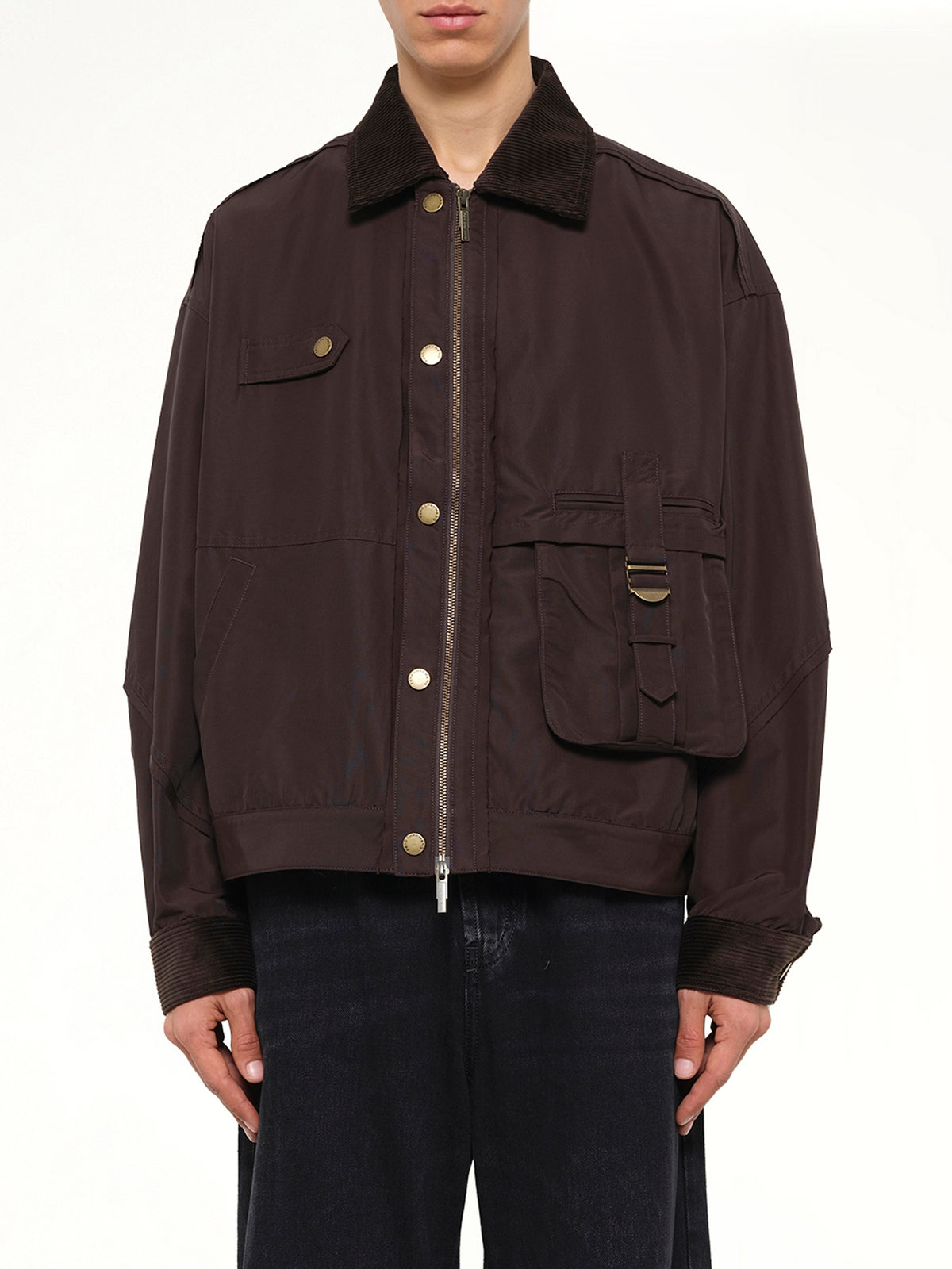 Workwear Jacket with Double Fastening in Brown