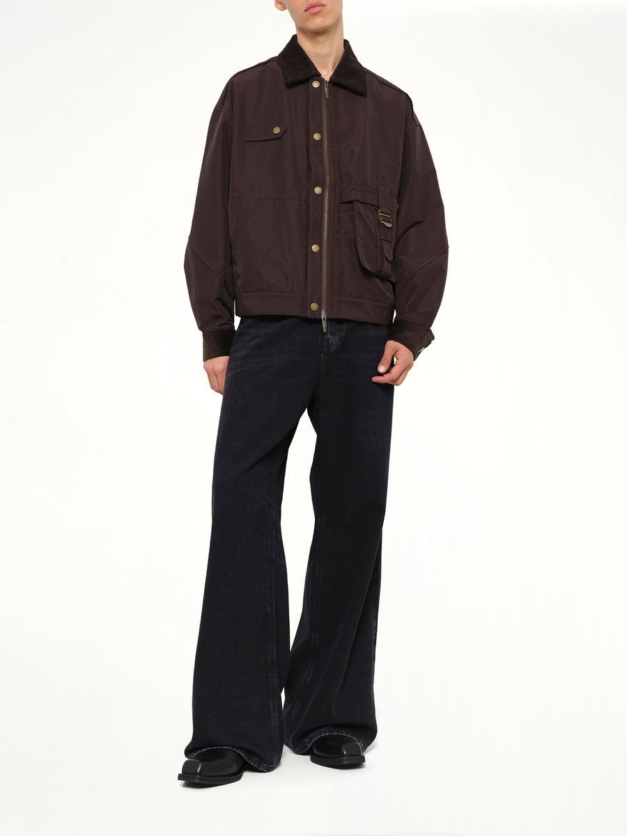 Workwear Jacket with Double Fastening in Brown