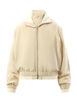 Silk Zip Bomber Jacket in Oat