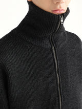 Zipped Cardigan in Ash Melange