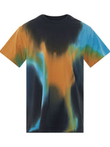 4G Embroidered Oversized Tiedye Back Cut T-Shirt in Black/Blue