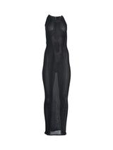 Halter Long Silk Dress in Black