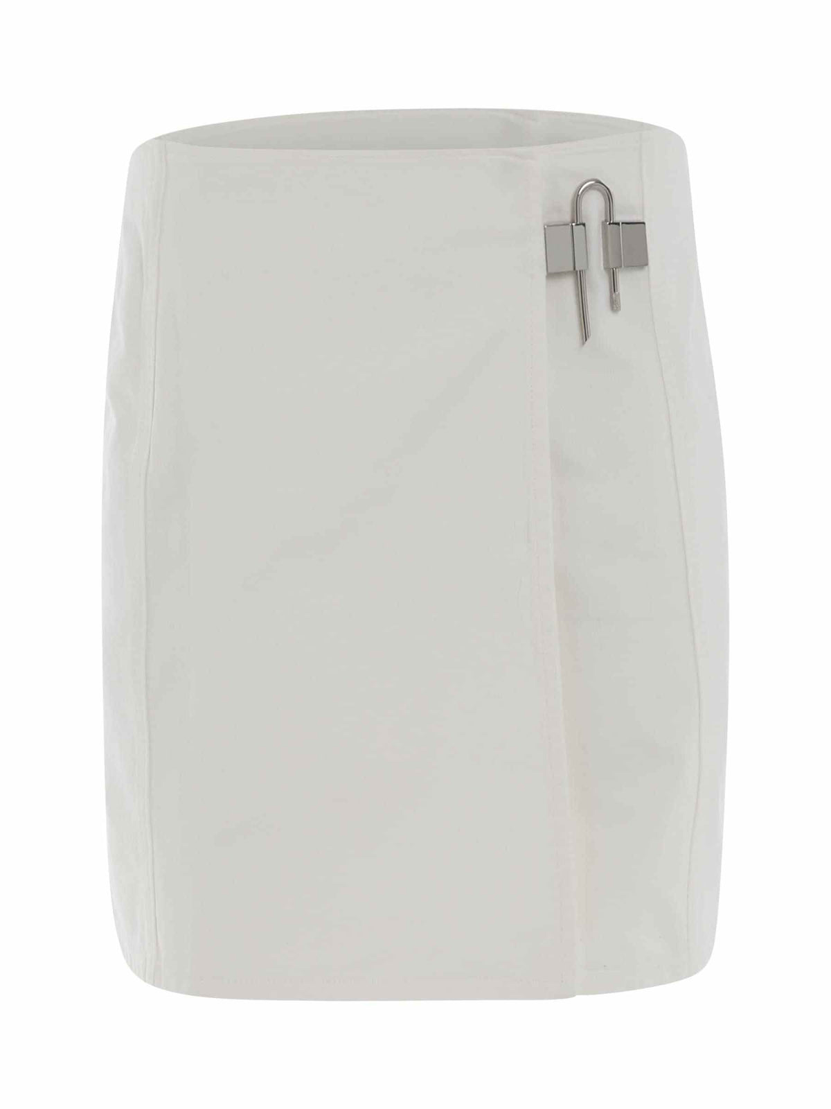Padlock Mini Denim Skirt in White