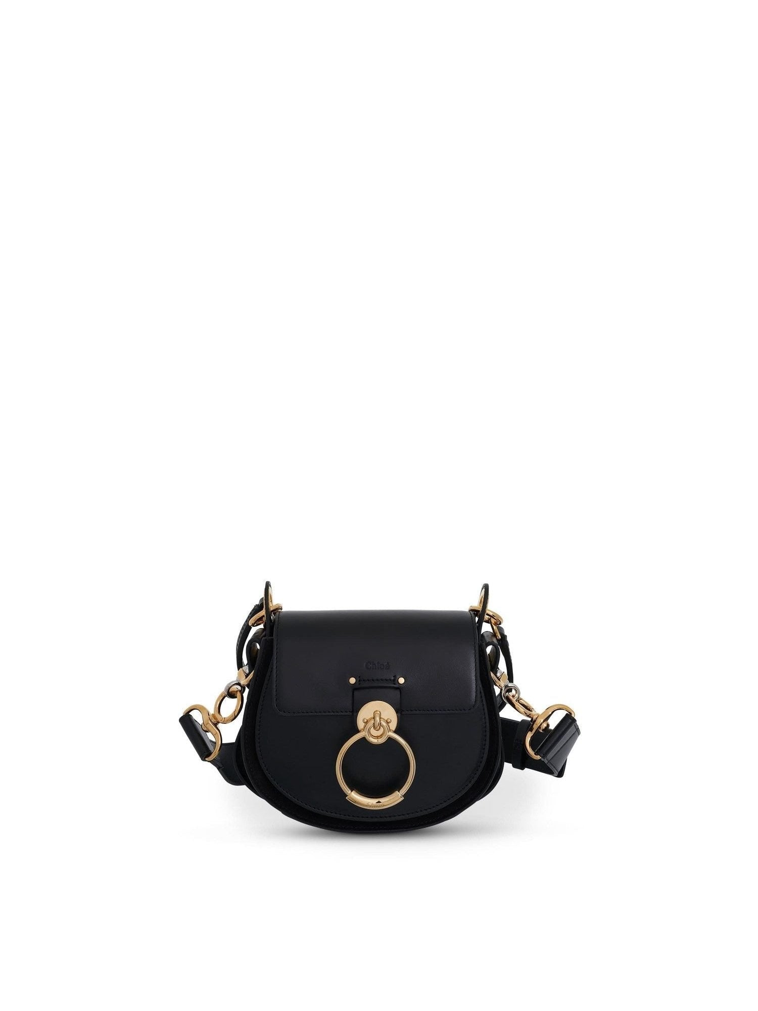 Small Tess Bag in Shiny & Suede Calfskin in Black