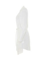 Corporate Plisse Shirt Dress in White/Black