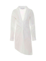 Popeline Draped Shirt Dress in White