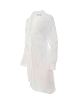 Popeline Draped Shirt Dress in White