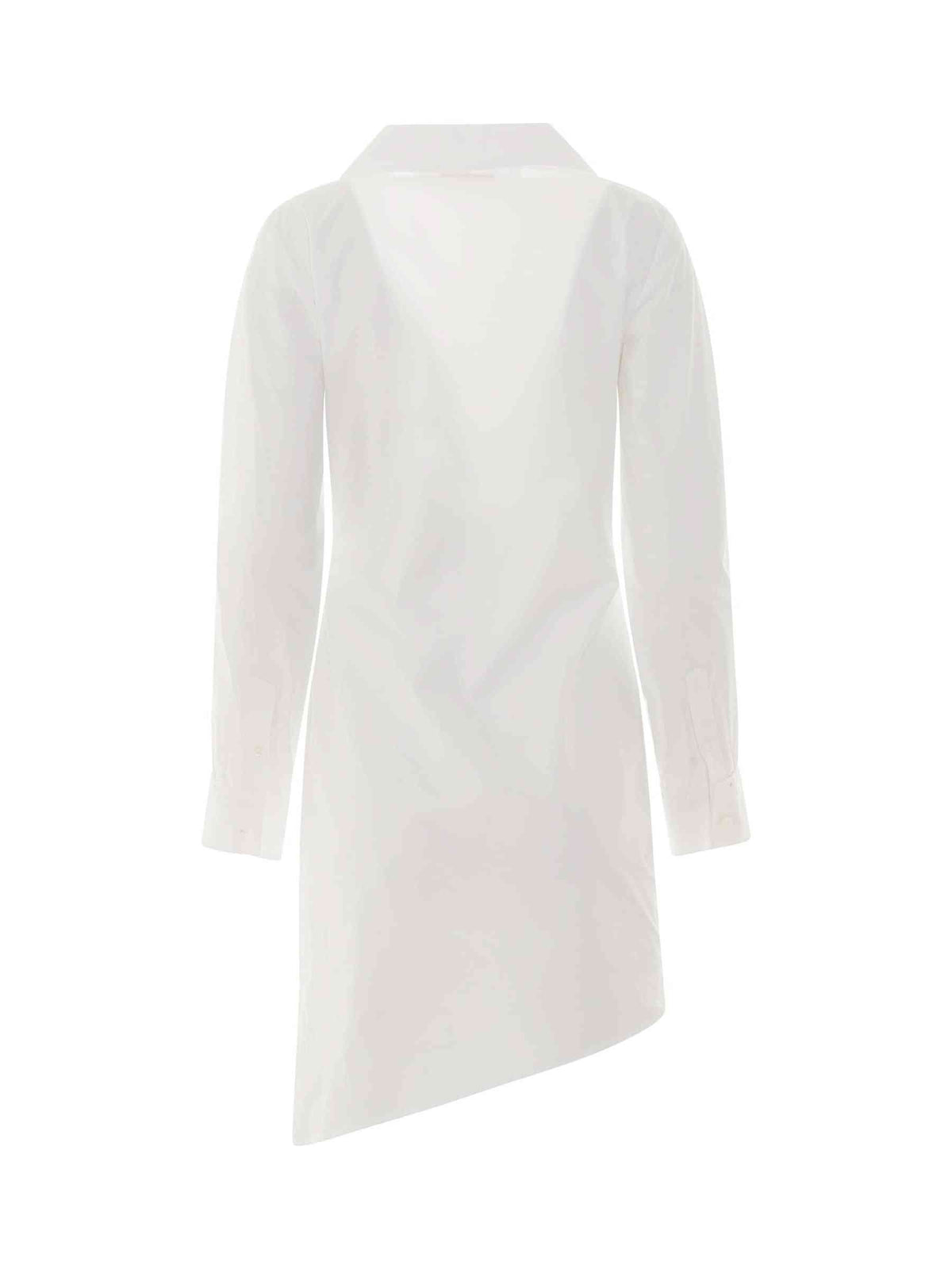 Popeline Draped Shirt Dress in White